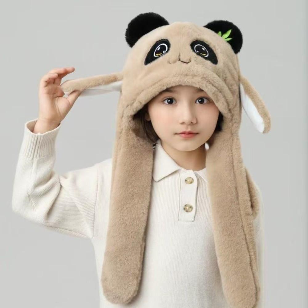 Thickened Kids Ear Protection Hat Windproof Moving Ear Hat New Panda Warm Cap  Autumn Winter