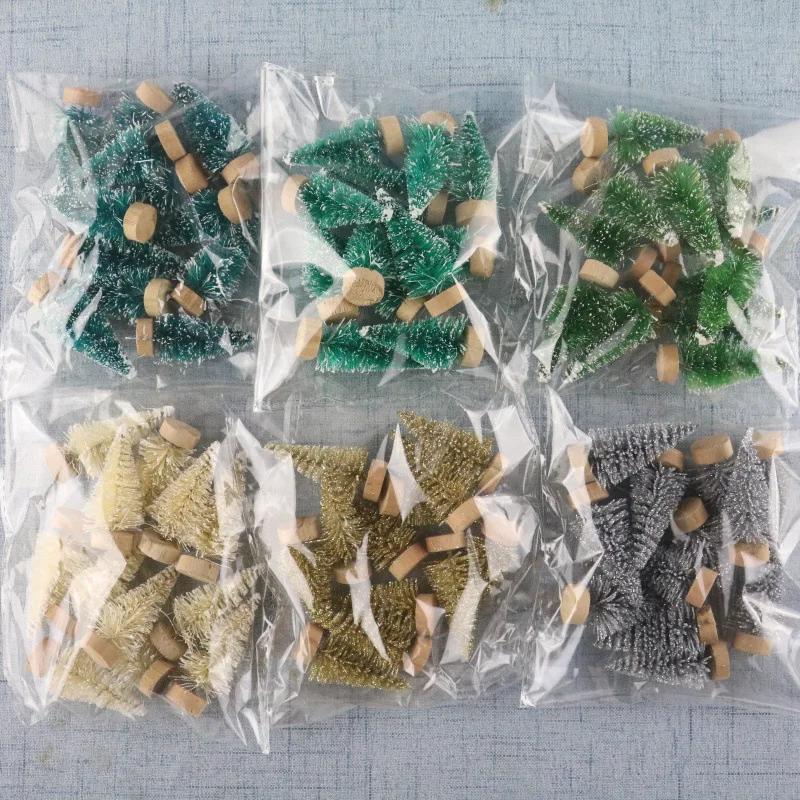 12 Stück Mini Weihnachtsbaum Sisal Seide Zeder Tischdekorationen Kleiner Weihnachtsbaum Gold Mini Baum Fenster DIY Dekorationen