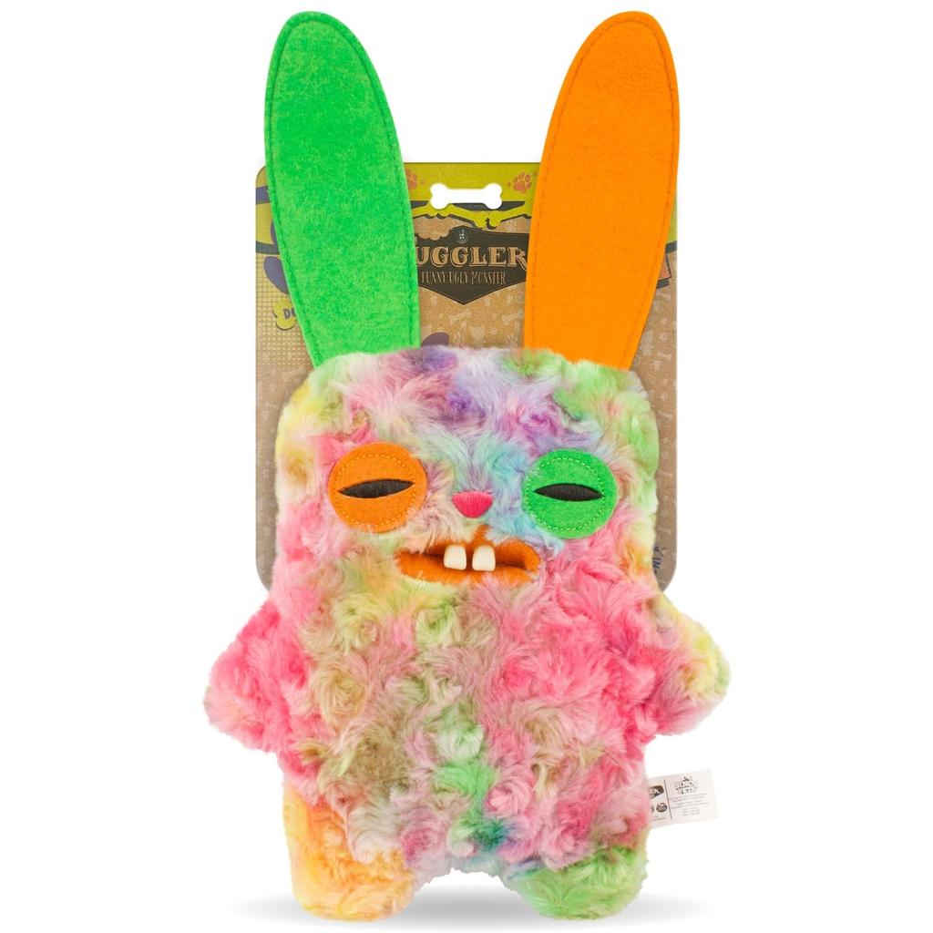 Fuggler Rabbit Multicolored Squeaky Dog Authentic Toy,