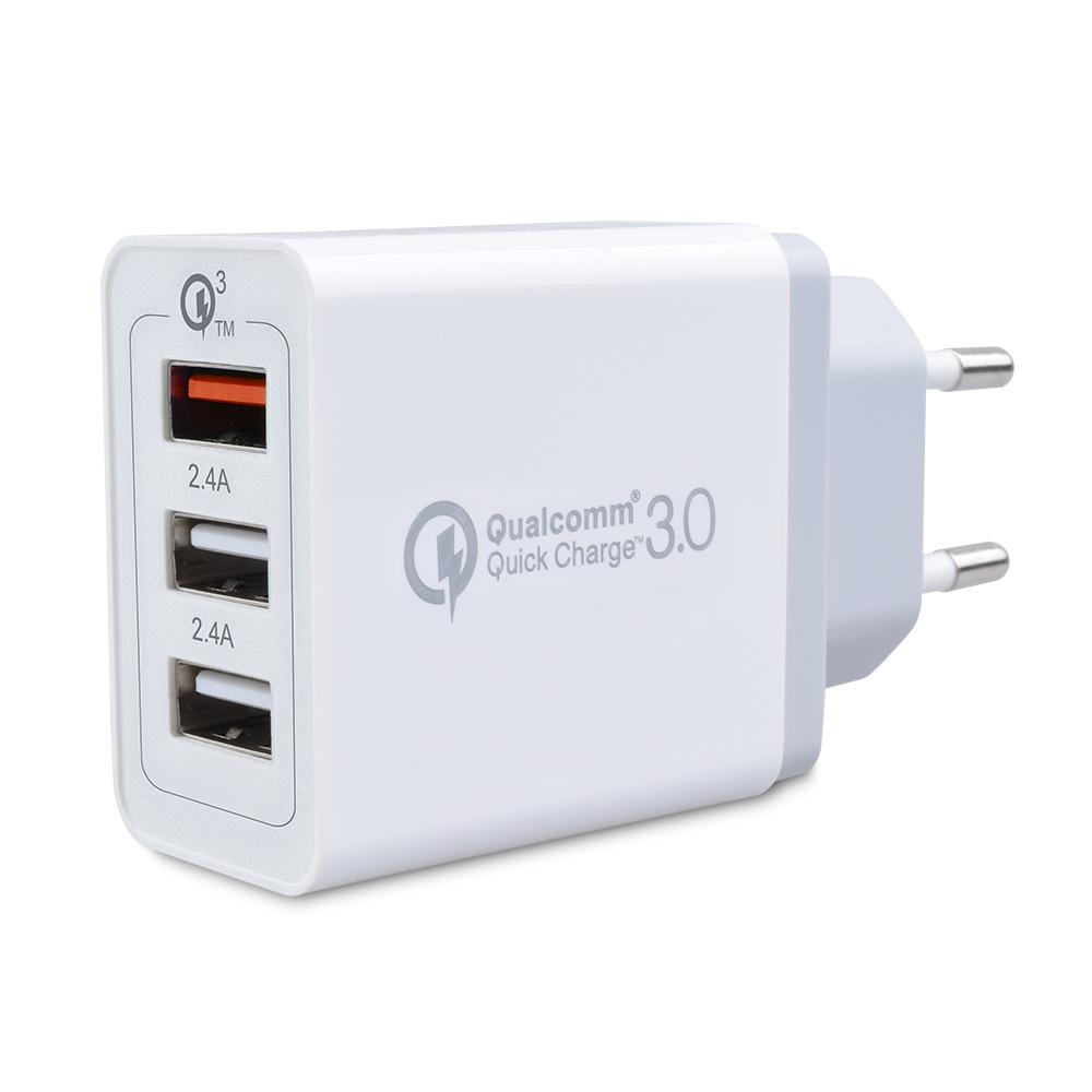 

Новое зарядное устройство 30 Вт для быстрой зарядки, 3 USB-порта, зарядная головка, характеристики и сертификации для нескольких стран, QC3.0+2.4A European