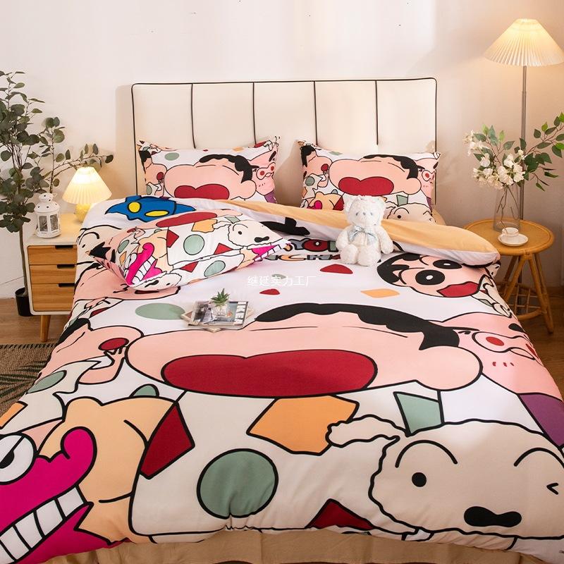 Boy Girl Crayon Shin-chan Bedding Set Pillowcase 2/3/pcs Shin-chan Duvet Cover Adult Children Gift Single Double Large Size