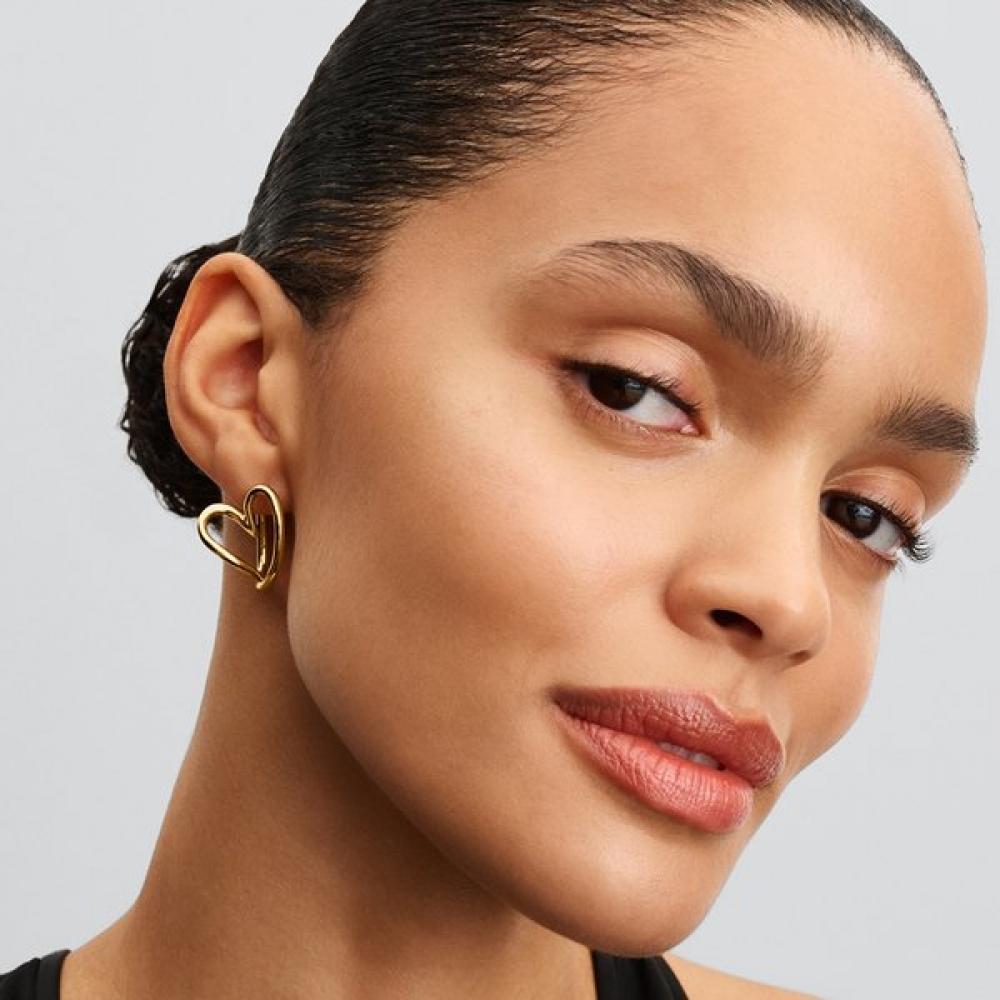 Pandora Organic Shape Heart Hoop Earrings 263807c00