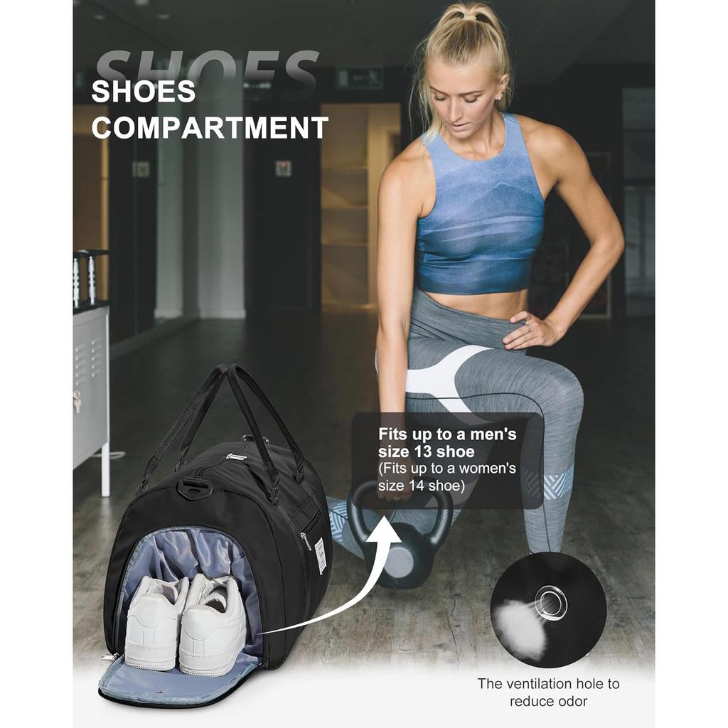 Sporttas voor Dames & Heren - Reis Duffel met Schoenvak & Nat Vak, Waterdichte Sport-, Yoga-, Weekend-, Handbagage