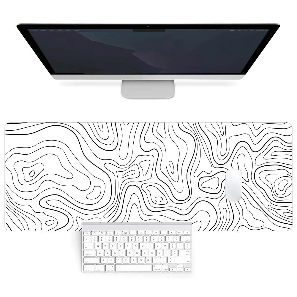 Esports Gamer Mouse Pad Topographic Mousepad White Black Control Strata Liquid Mausepad Gaming Keyboard Accessories Desk Mat XXL