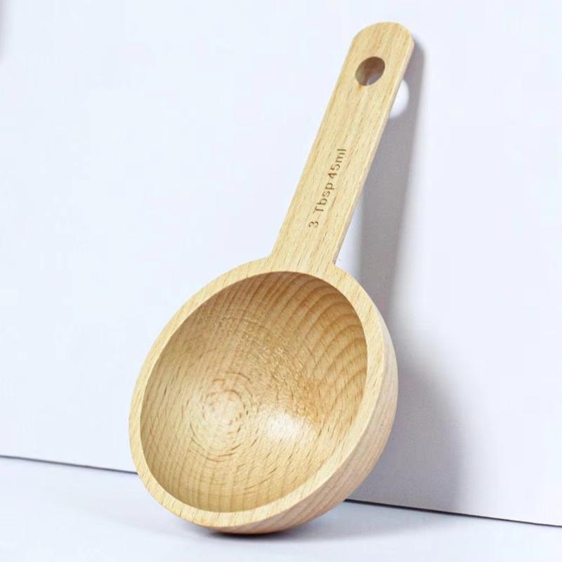 Wooden Measuring Spoon 7.5-45ML Beech Walnut Portable Long Lasting Kitchen Gadget for Restaurant Home Baking Cooking Use