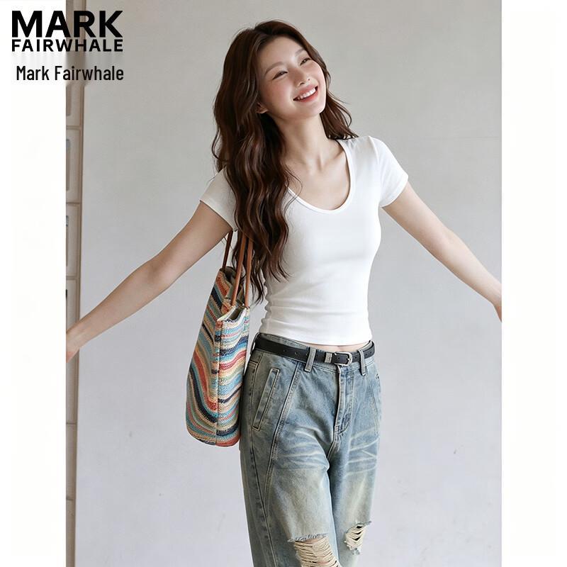 MARK FAIRWHALE Women s U-Neck Cropped T-Shirt