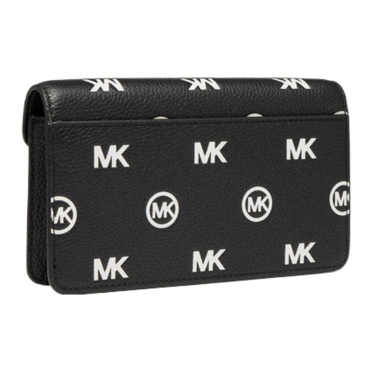 Michael Kors MK Jet Set Travel Logo Print Leather Envelope Shoulder Bag Small Women Bags Black 35F3GTVC5LBLACK