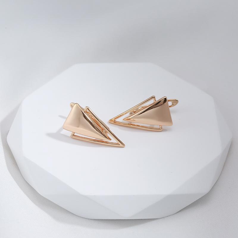 Fashion Glossy Dangle Earrings  Rose Gold Simple Triangle Earrings For Women High Quality Daily Fine Jewelry