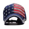 New European and American Trendy New American Flag Diamond-encrusted Baseball Washed Summer Men's and Women's Outdoor Sun Hats