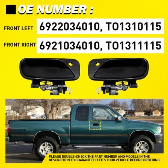 Exterior Door Handle For 1993-98 Toyota T100 Front Left Right Side Plastic Black
