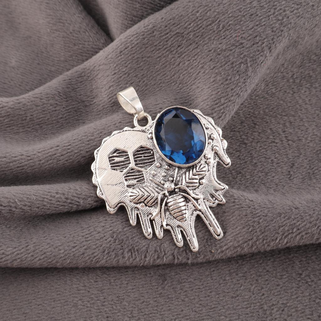 London Blue Topaz 925 Sterling Silver Jewelry, Handmade Gorgeous Silver Pendant, Topaz Gemstone Jewelry For Love