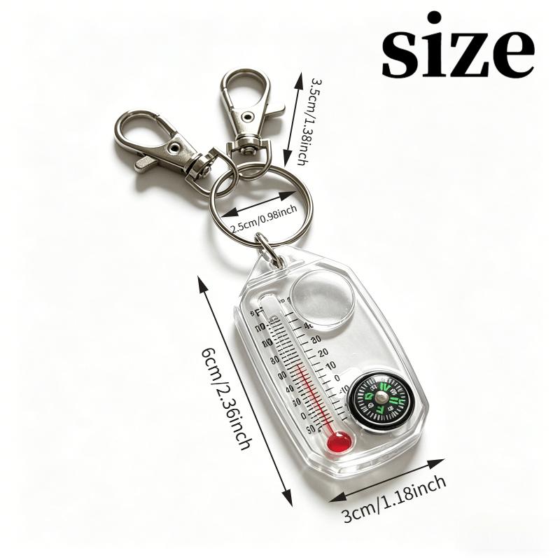Compass Keychain Three in One Mini, Integrated Thermometer Amplification Function, Suitable for Hiking and Camping