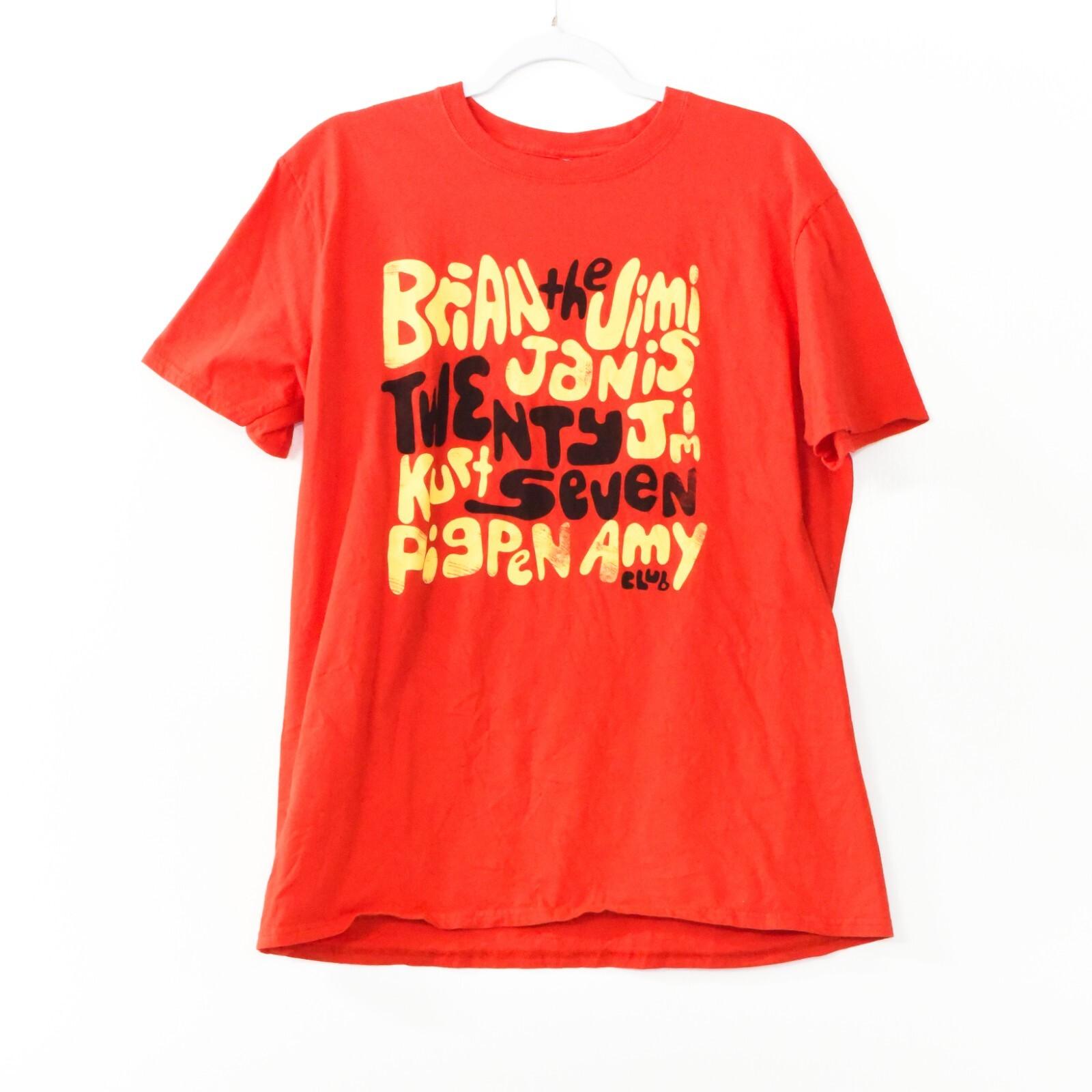 Gildan Mens Orange T-Shirt Graphic Print Short Sleeve Round Neck Cotton Size L S