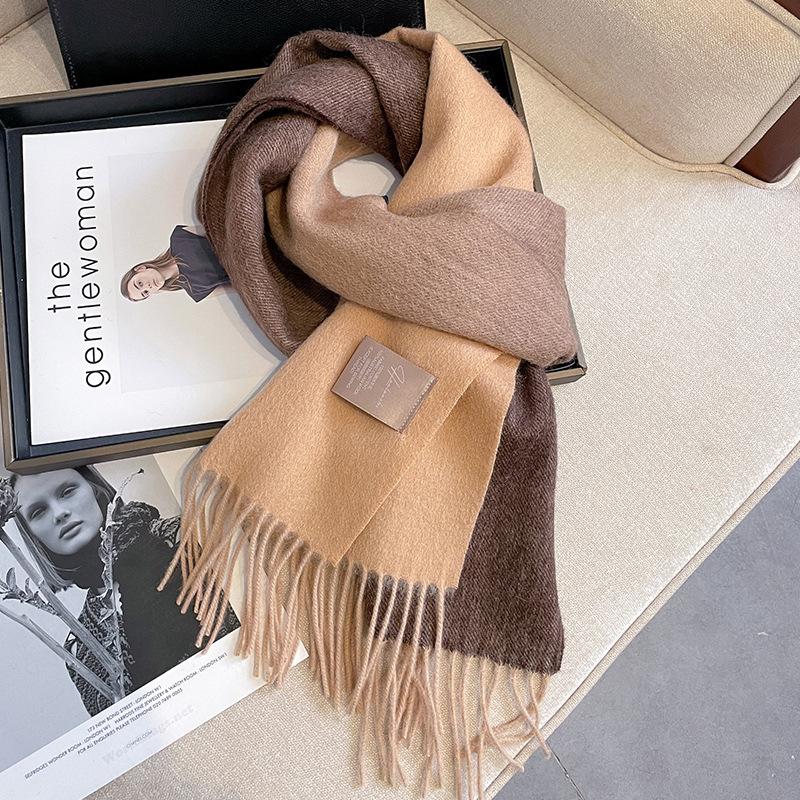 

Wool Winter Scarf For Women Long Warm Gradient Scarves Hijab Solid Lady Shawl Wrap Female Pashmina Bandana Head Scarfs 30x210cm