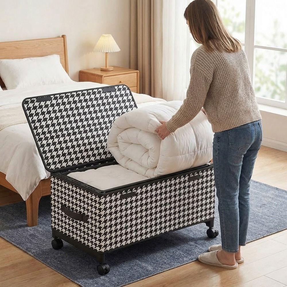 Space Saving Mobile Under Bed Organizer Large Capacity Transparent Cover Storage Box  for Home