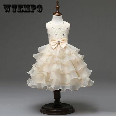 Girls Sleeveless Puffy Princess Dress Children's Wedding Dress Show Dress Bow Girls Cake Dress Sweet Waist A-line Skirt