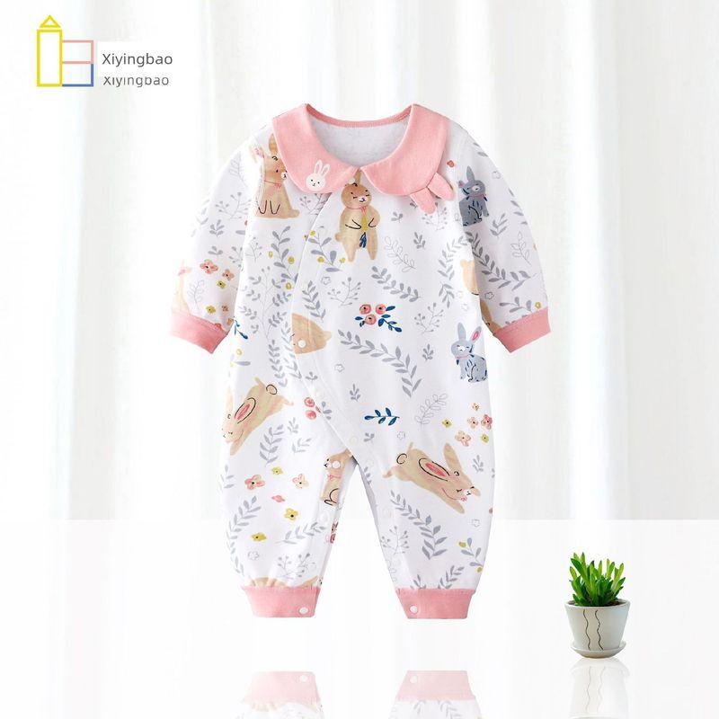 

Newborn Long-Sleeved Closed-Crotch One-Piece Romper, Newborn Baby Clothes, Pajamas, Baby Monk Clothes Rabbit Is Obedient 66