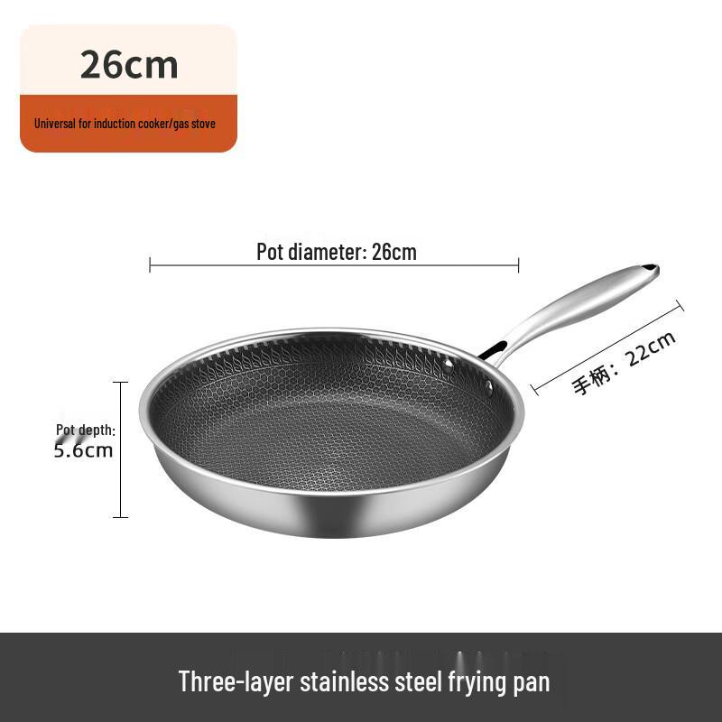 Wutuo 3-Layer Stainless Steel Frying Pan