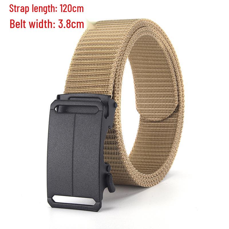 Men's Tactical Canvas & Nylon Woven Belt with Leather Trim - Elastic and High-End Accessory
