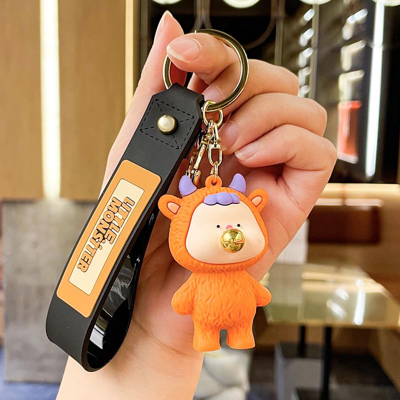 Chubby Cartoon Monster Keychain: Cute Car Pendant & Backpack Charm Gift