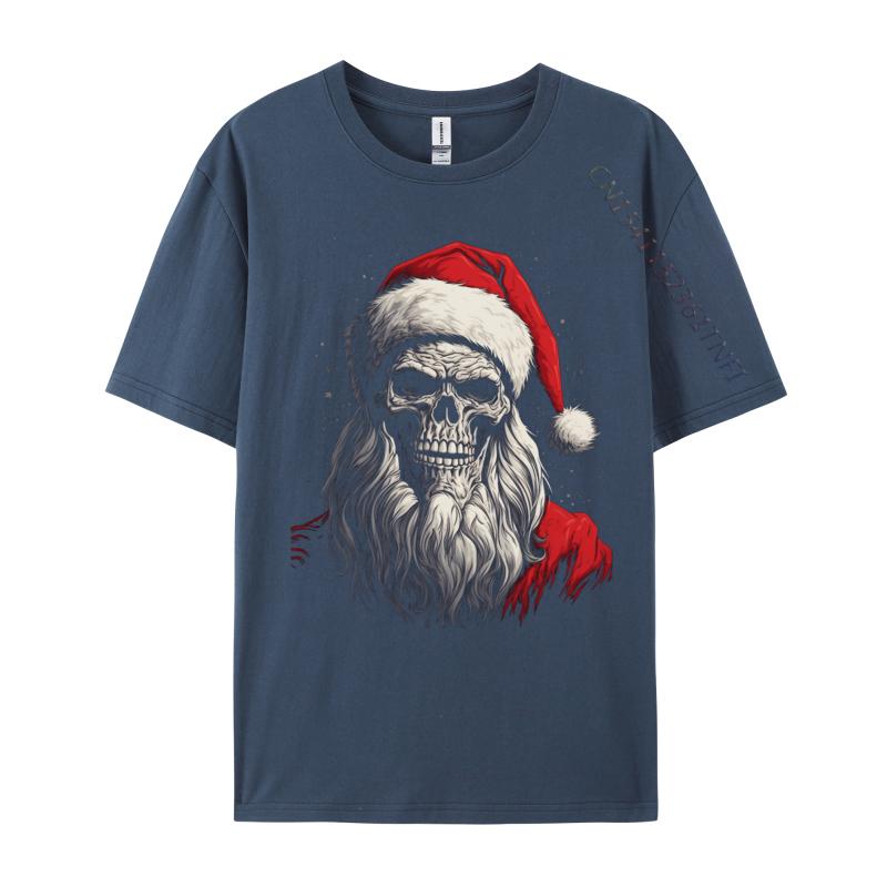 Christmas Skull Santa Claus Xmas Holiday Winter Season T Shirts Men's Harajuku T Shirt Cotton Oversized Tshirt Tee Top