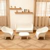 4Pcs Miniature White Wicker Tea Table And Chair Set Doll House Furniture
