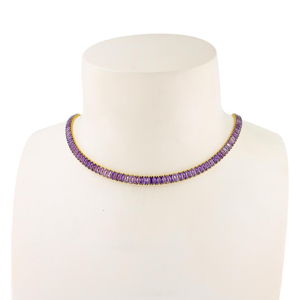 Solid Color Zirconia Crystal Tennis Bracelet & Necklace Set