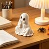 Artistic Ghost Figurine for Window Sill 3D Printed Halloween Figurine, Cute Chin-Resting Spooky Desk Decor, White Black Figures Funny Ornament