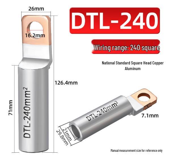Square Head Copper-Aluminum Terminal Lugs DT L-2 (16-500 sq mm)
