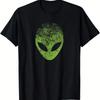 Herren T-Shirt - Alien Kopf Distress Grün Alien Gesicht, Unidentifiziertes Flugobjekt, Unisex T-Shirt Sommer Neue Edition