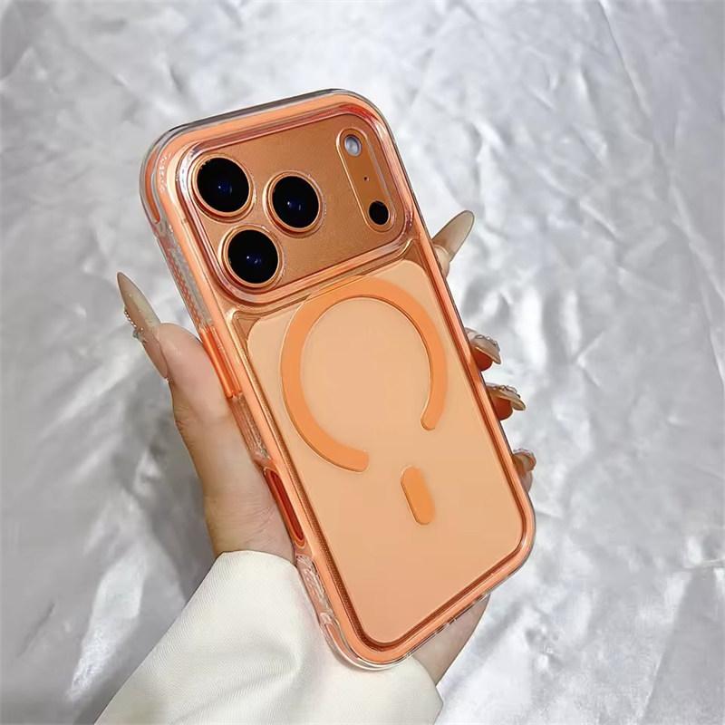 Transparent For Magsafe Soft TPU 2 In 1 Magnetic Case For iPhone 17 16 15 14 13 12 11 Pro Max Plus Air Candy Color Clear Cover