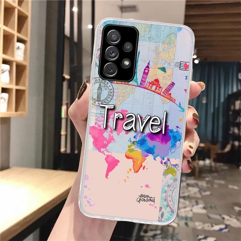 World Map Travel Plans Soft Phone Case For Samsung Galaxy A16 A26 A36 A56 A15 A14 A13 A55 A54 A53 A35 A34 A33 A25 A24 A23 A05S A