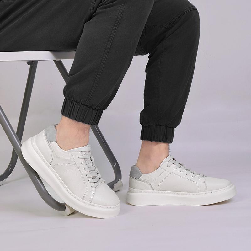 Fashion All-match Vulcanized Sneakers Lace-Up Luxury Brand Male Walking Shoes Male Comfortable Flats Genuine Leather Men Casual Shoes