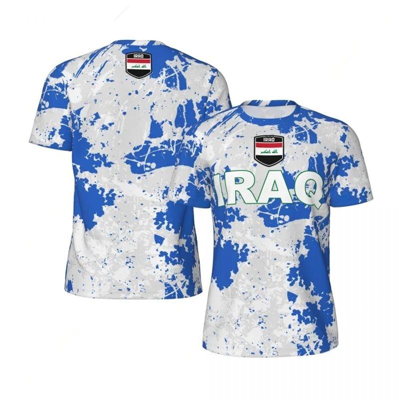 2026 Summer IRAQ Flag 3D Print Sport Quick Dry Breathable Men T-shirt Outdoor Football Jersey Loose Fashion Short Sleeve Top