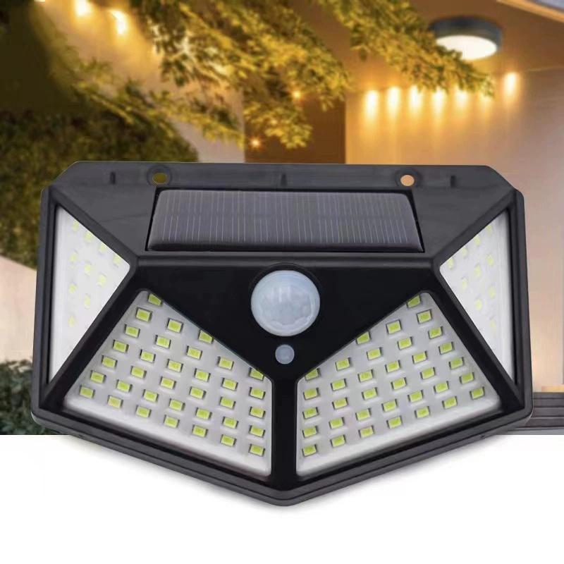 

1/2/4 шт., Солнечный свет, 100 светодиодный солнечный светильник с датчиком движения, 3 режима освещения, Подходит для стен, дворов, садов и проходов 1Pc