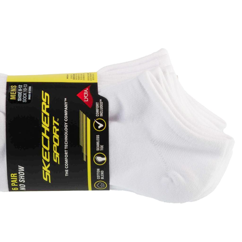 Skechers 6pk Men Mn Cotton Nshw Socks, Mens white Socks