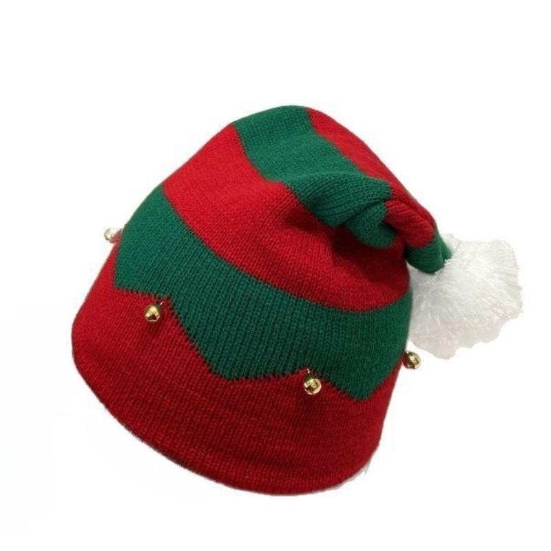 New Knitted Christmas Hat Winter Men's and Women's Bells Hairball Hat Parent-Child Holiday Party Dress Up Wool Hat