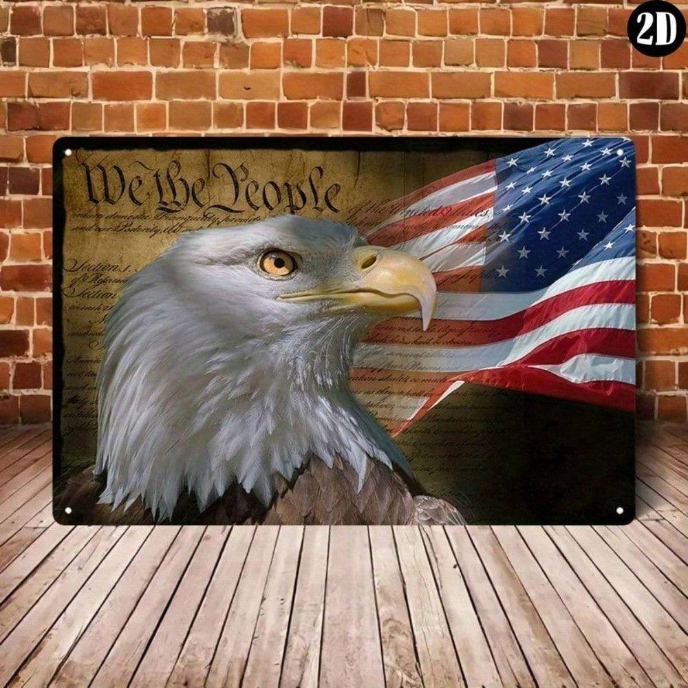 Metal Poster Eagle USA Flag Patriotic Wall Art Office Gift 20x30 cm