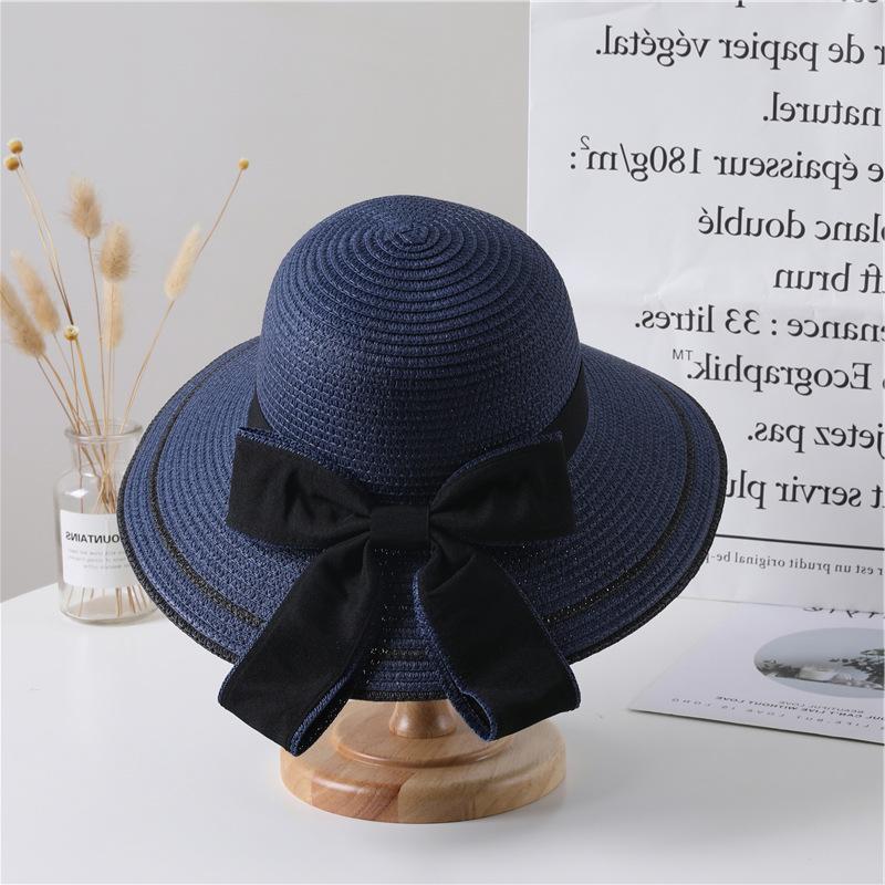 Sombreros de Panamá para Mujer, Sombrero de Paja para Playa con Ala Ancha, Protección Solar y Elegante Gorra de Verano para Exteriores con Lazo H65
