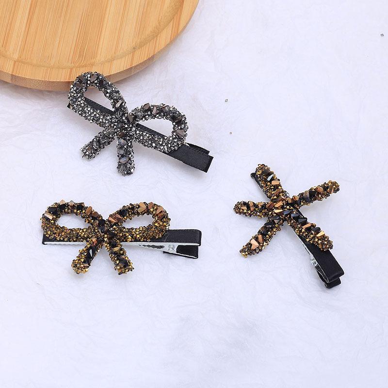 Light Luxury Rhinestone Bow Hairpin, High-End Bangs Clip, Side Headgear Hairpin, Hair Clip, Female