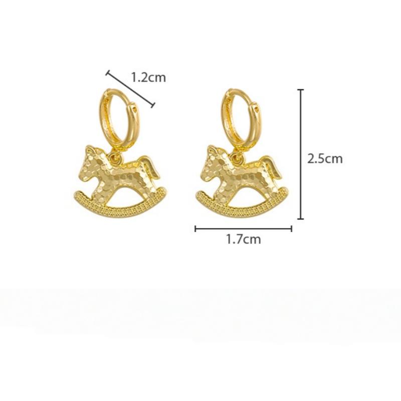 Cute Cartoon Pony Ear Buckle For Women Girl Fashion Versatile Shining Zircon Horse Earrings Jewelry Accessories New Year Gifts