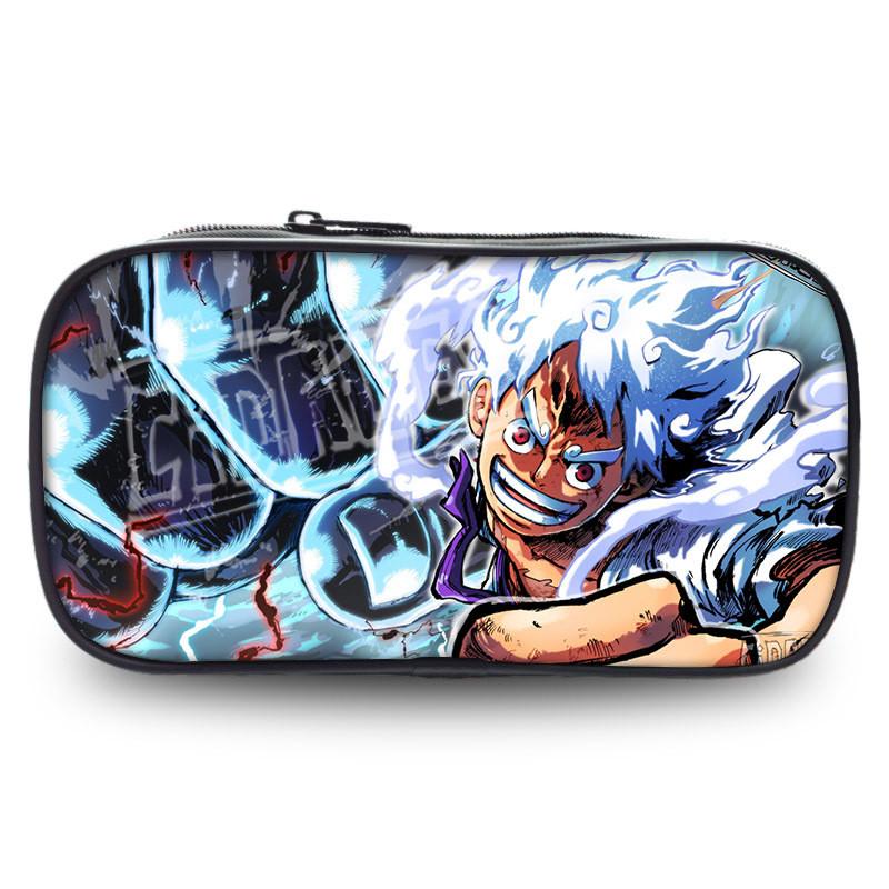 Stylish One Piece Student Pencil Case With Luffy And Zoro Skill Print Oxford Material