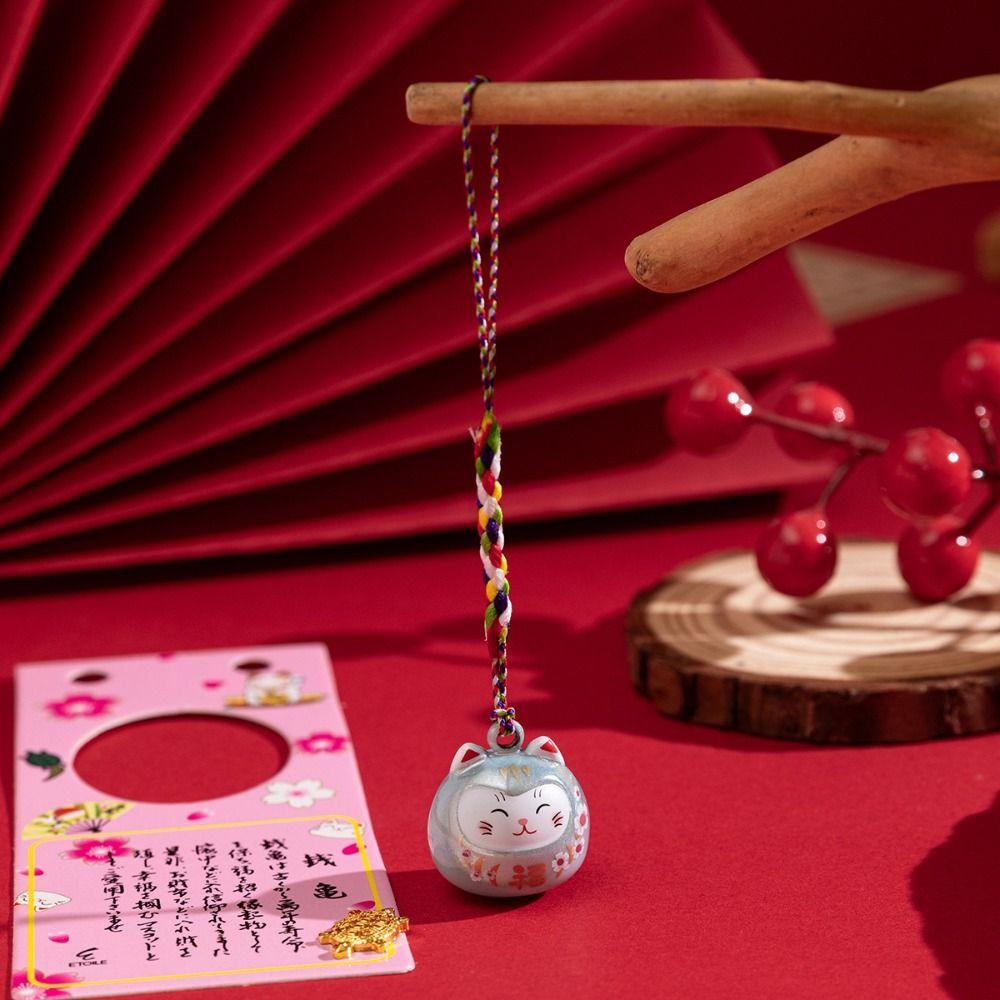 Bring Wealth Cat Bells Pendant Cat Daruma Bells Pendant Key Chain  Handbag Accessories