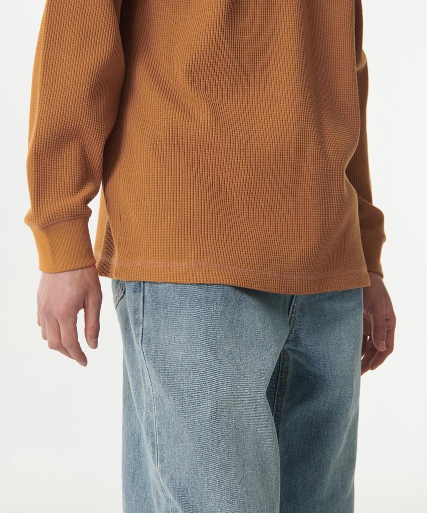 MUSINSA STANDARD Waffle Relaxed Crew Neck Long Sleeve T-Shirt [Terracotta]