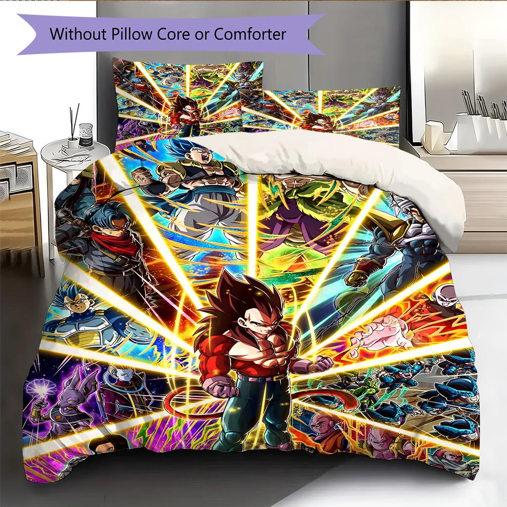 Juego de Ropa de Cama con Estampado de Dibujos Animados Colcha Funda de Colcha Funda de Almohada Decoración del Hogar Regalo de Cumpleaños (1 * funda nórdica + 2 * fundas de almohada, sin núcleo)