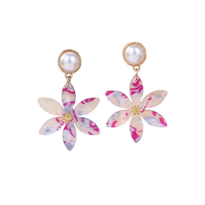 Spring and summer vacation style flower acrylic earrings ins petal earrings island vacation accessories