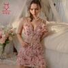 Sexy underwear women's new pure desire skirt relief flower hollow lace mesh suspender nightdress