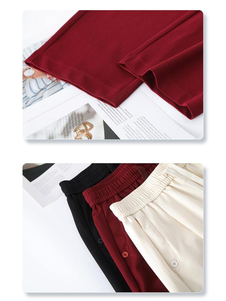 Women's Spring Summer 2025 High-Waist Beige Wide-Leg Pants - Fashionable, Slimming, and Versatile Trousers