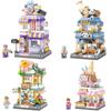 City Street View Building Block Set fai da te Gelato Caffè Negozio di fiori Modello giocattolo da costruzione Ideale per l'arredamento della casa e regali per le feste