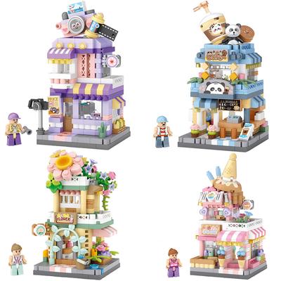 City Street View Building Block Set DIY Inghetata Cafeaua Magazin de flori Model de jucarie de constructie Ideal pentru decorarea casei si cadouri de sarbatori